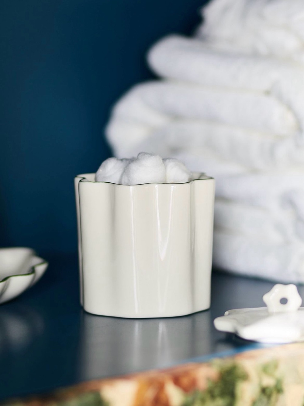 Anthropologie Le Marais Scalloped Bath Jar w Lid NWT & Box